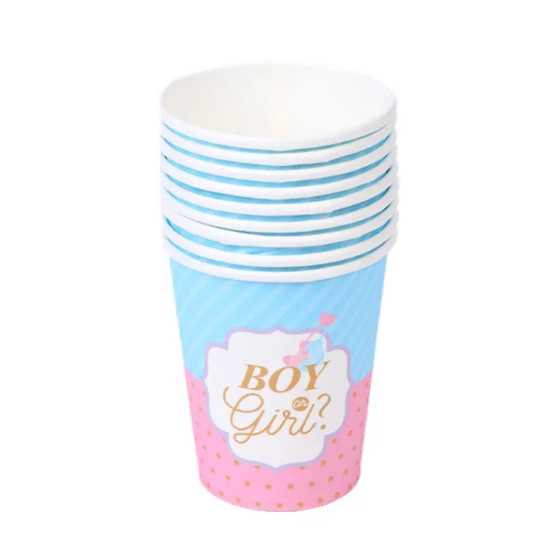 Pink Blue Boy Or Girl Gender Reveal Baby Shower Party Disposable Tableware Set Paper Plates Cups Banner Balloon Decoration