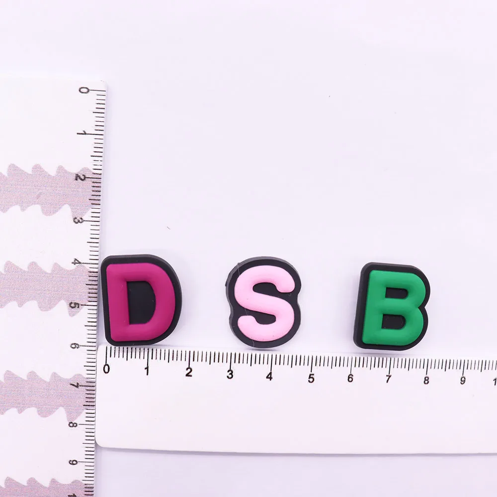 Single Sale 1PCS Kawaii Colorful 26 Alphabet Letter PVC Shoe Charms Slipper Accessories Sandals Shoes Decoration Holiday Present