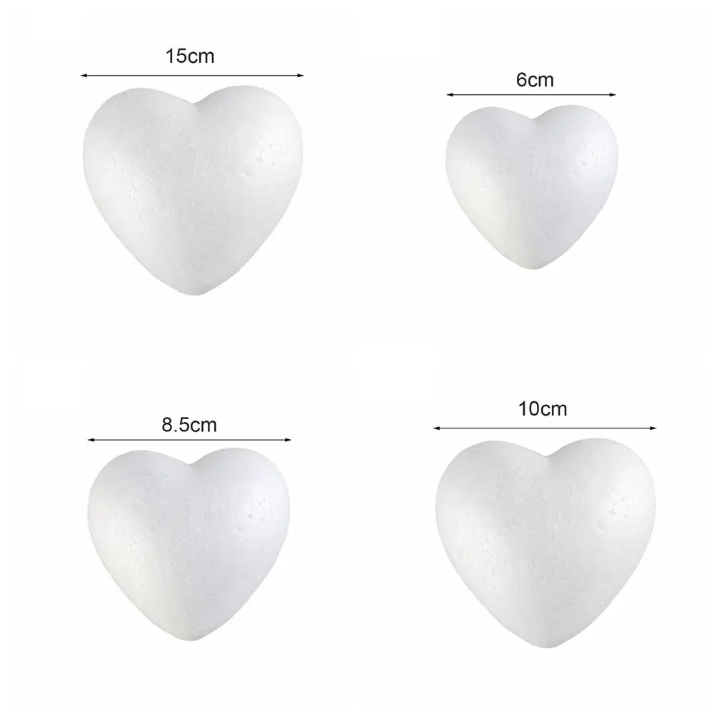 4/6/8.5/10/15cm New Heart Foam Mould White Craft Balls Modelling Polystyrene Wedding Decor DIY Ball Toys Party Decor