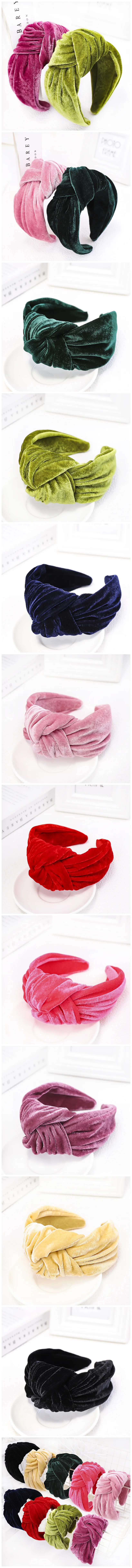 Knotted Velvet Bezel Women Headband Girls Fashion knit Hair Bands Soft Bath Hairband Headwear Hair Rubbers Elastic Hair Bands