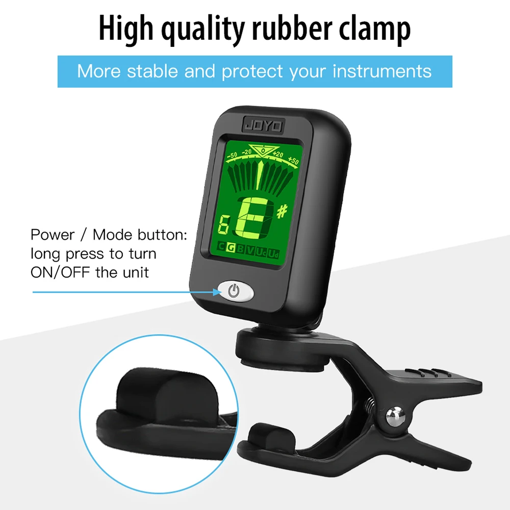 JOYO JT-09 Guitar Tuner Clip-on Digital Electronic Tuner for Acoustic Guitar Bass Violin Ukulele Guitar Parts & Accessories