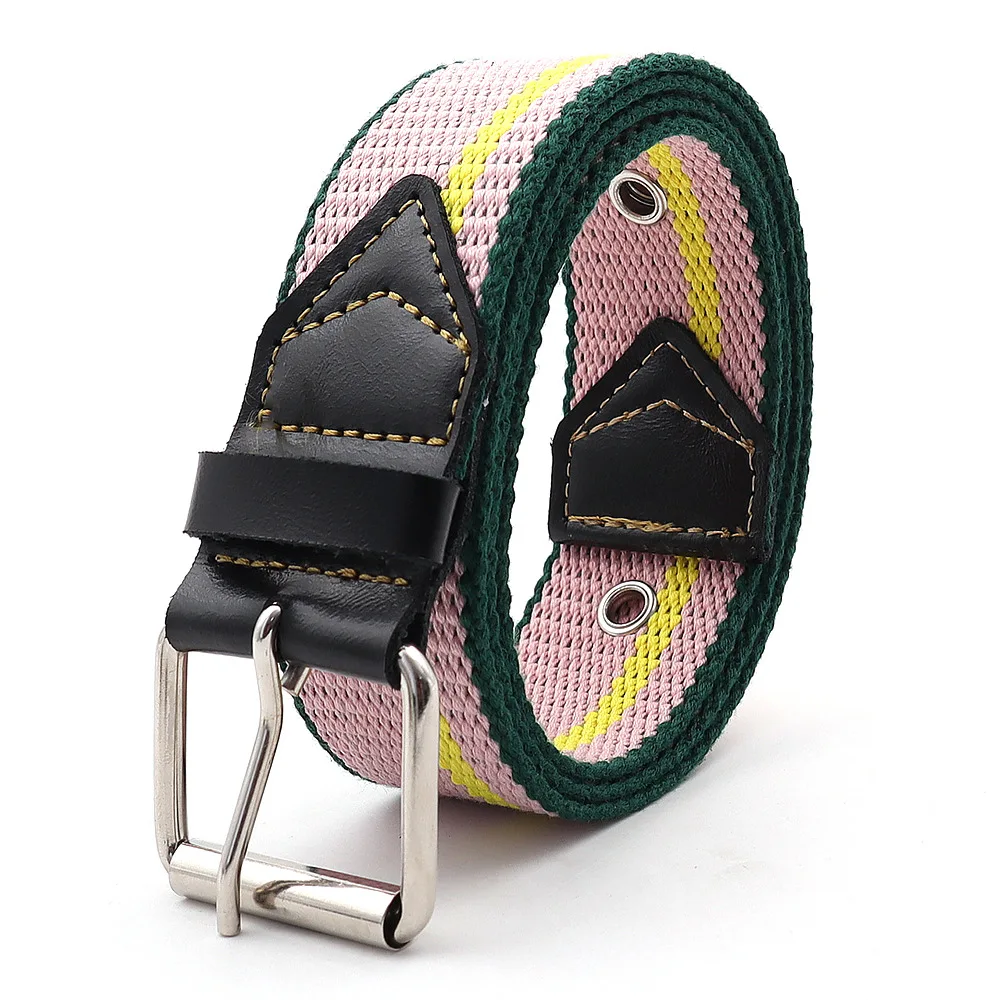 Rainbow Striped Canvas Pin Buckle Belt Women's Fashion Casual Luxury High Quality Tactical Nylon Belt Gothic Boho Korean Girdle