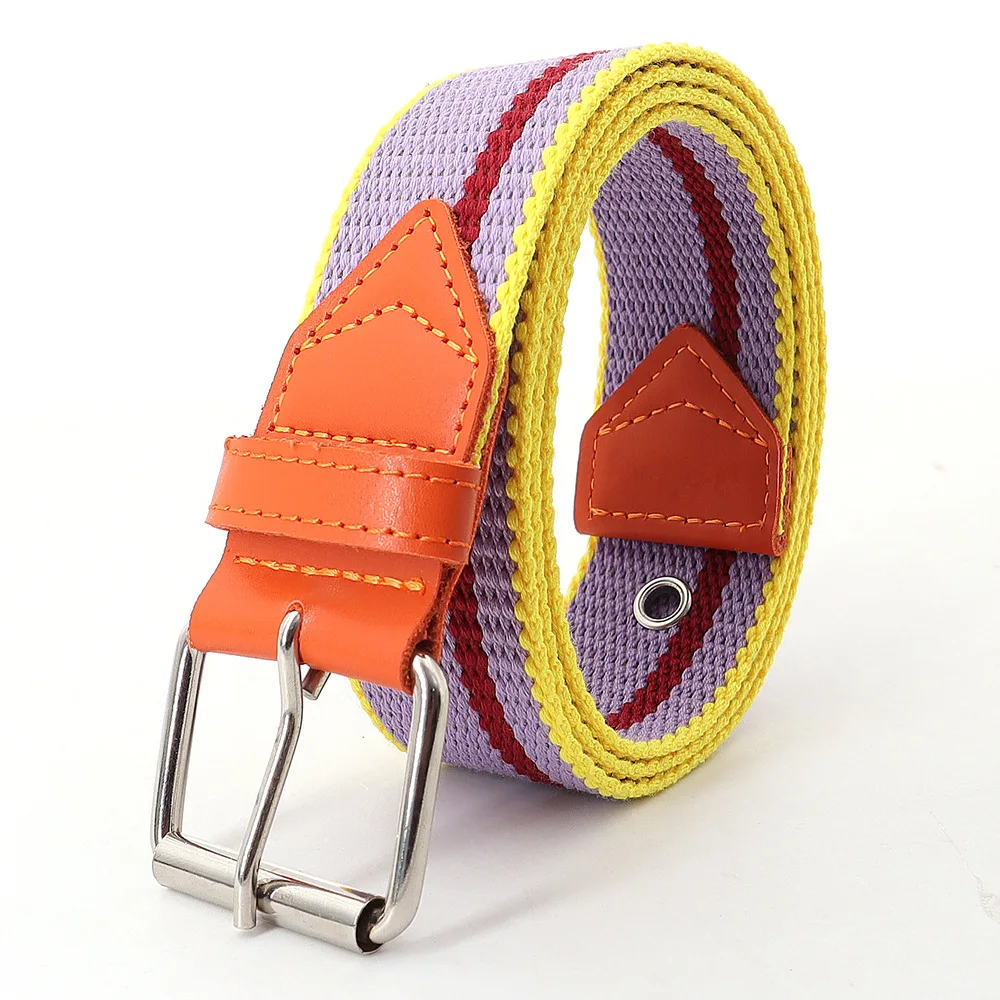 Rainbow Striped Canvas Pin Buckle Belt Women's Fashion Casual Luxury High Quality Tactical Nylon Belt Gothic Boho Korean Girdle