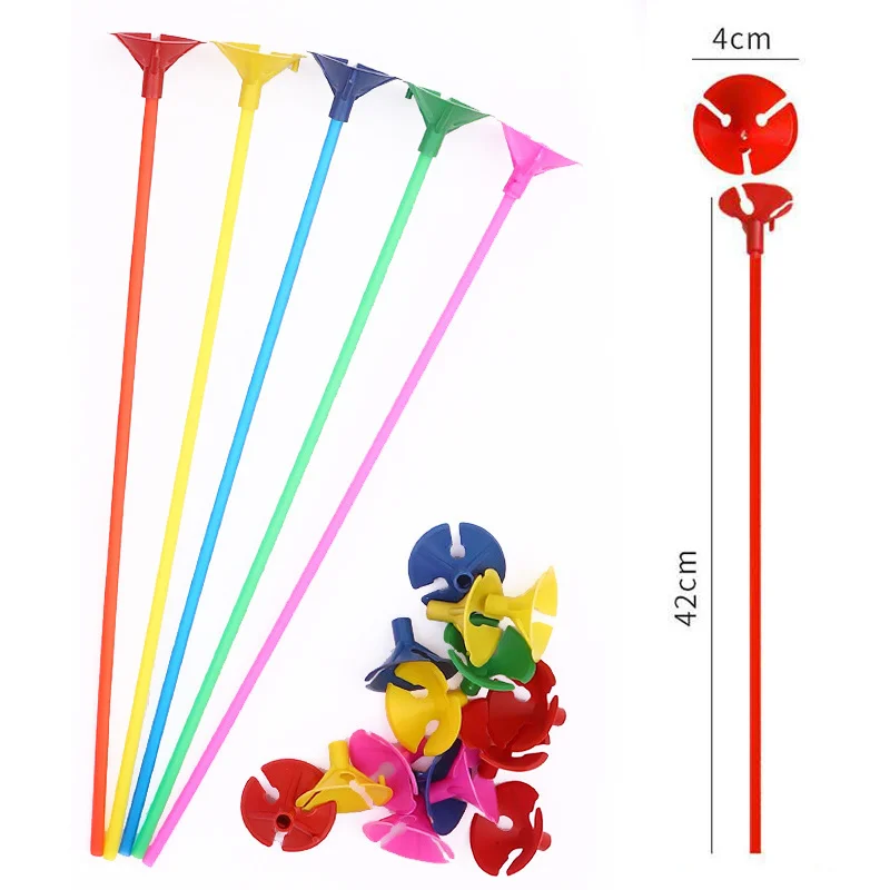 10-30pcs 42cm Balloon Stick With Cup White/Gold/Sliver/Macaron Color Holder Wedding Birthday Party Decor Latex Balls Accessories