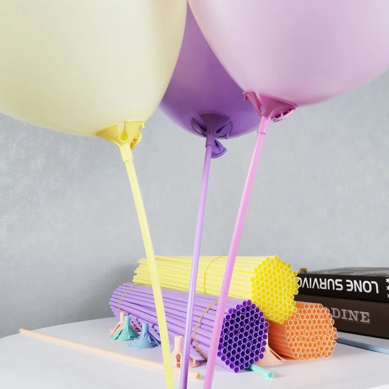 10-30pcs 42cm Balloon Stick With Cup White/Gold/Sliver/Macaron Color Holder Wedding Birthday Party Decor Latex Balls Accessories