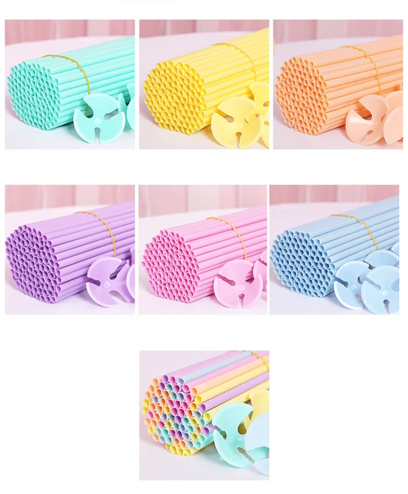 10-30pcs 42cm Balloon Stick With Cup White/Gold/Sliver/Macaron Color Holder Wedding Birthday Party Decor Latex Balls Accessories