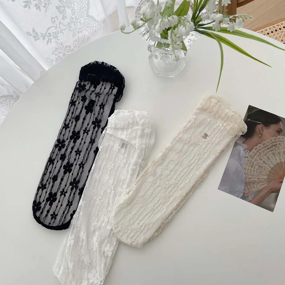 Girls' Fashion Summer Hollow Out Soft Fresh Lace Flower Chic Socks Ladies Breathable Mesh Thin Sokken Dropship