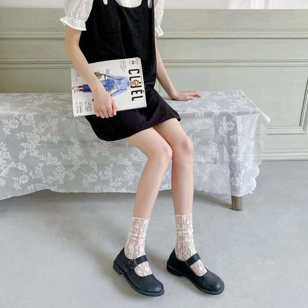 Girls' Fashion Summer Hollow Out Soft Fresh Lace Flower Chic Socks Ladies Breathable Mesh Thin Sokken Dropship
