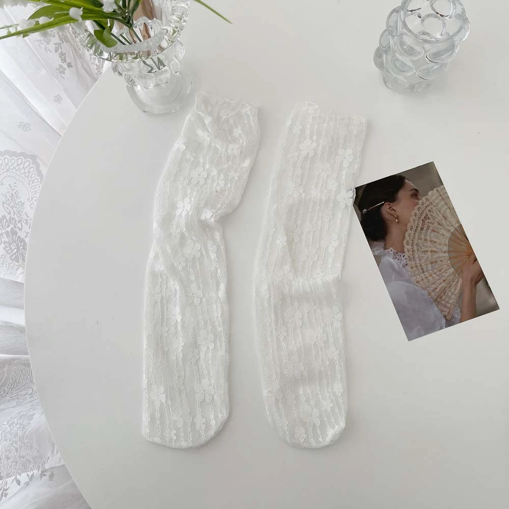 Girls' Fashion Summer Hollow Out Soft Fresh Lace Flower Chic Socks Ladies Breathable Mesh Thin Sokken Dropship