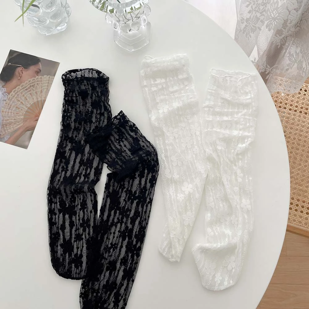 Girls' Fashion Summer Hollow Out Soft Fresh Lace Flower Chic Socks Ladies Breathable Mesh Thin Sokken Dropship