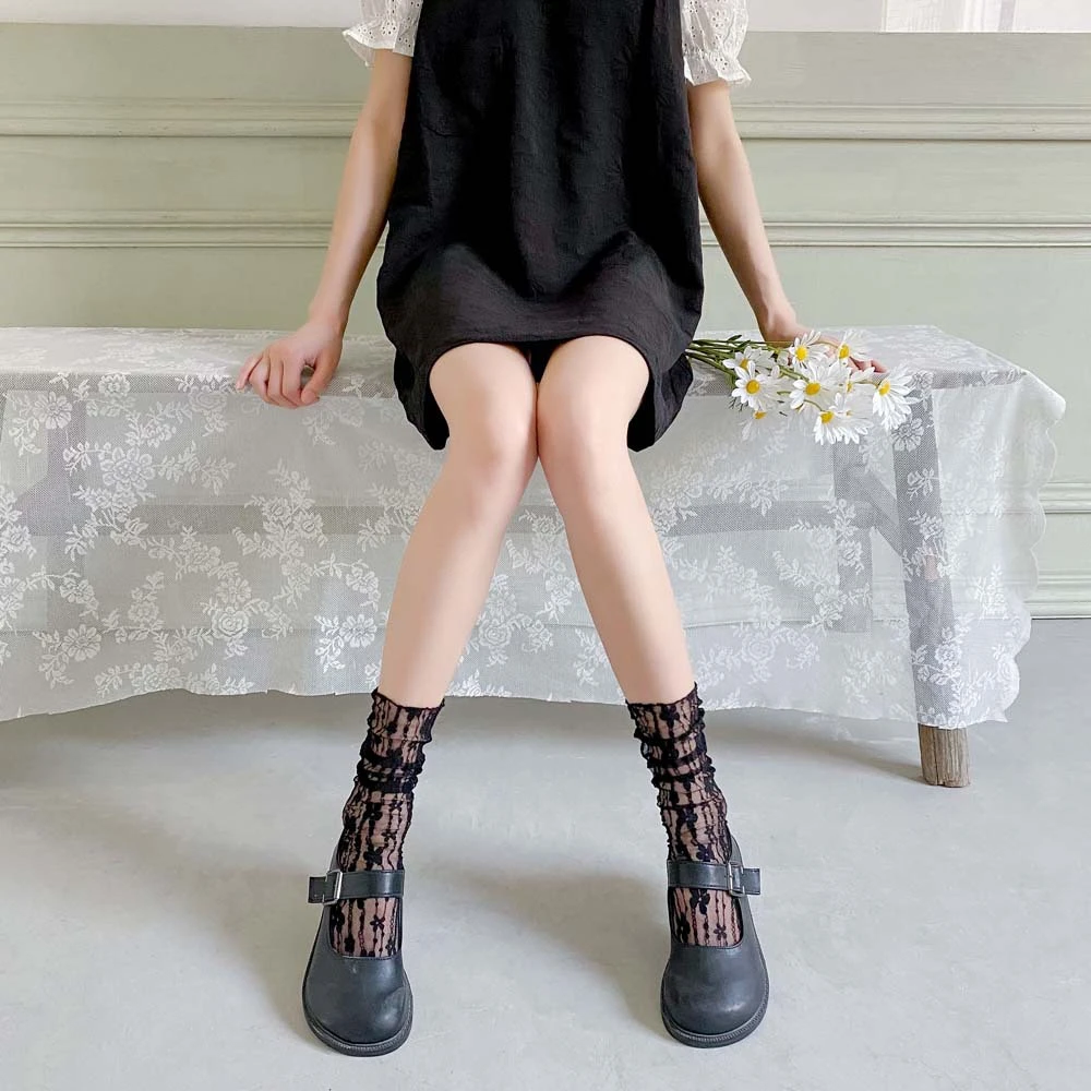 Girls' Fashion Summer Hollow Out Soft Fresh Lace Flower Chic Socks Ladies Breathable Mesh Thin Sokken Dropship