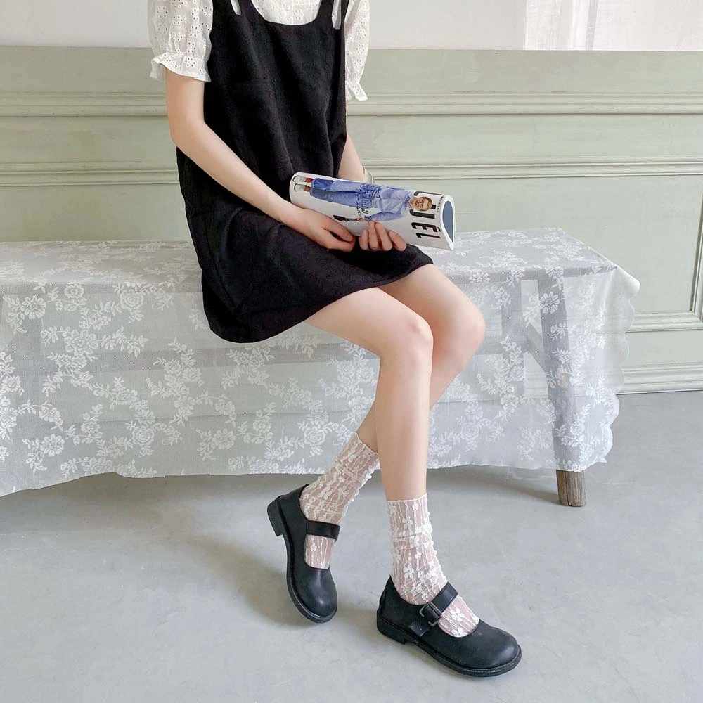 Girls' Fashion Summer Hollow Out Soft Fresh Lace Flower Chic Socks Ladies Breathable Mesh Thin Sokken Dropship