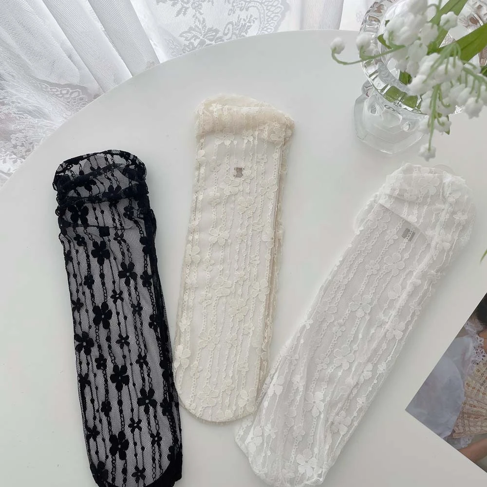 Girls' Fashion Summer Hollow Out Soft Fresh Lace Flower Chic Socks Ladies Breathable Mesh Thin Sokken Dropship