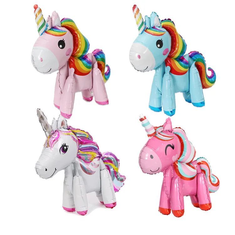 Self Standing Unicorn Balloons Birthday Decorations for Girls Unicorn Mylar Balloon Party Decorations Children's Day Decorations