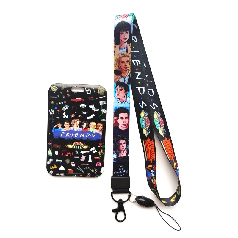 Friends ID Card Holder Lanyard Men's Door Badge Holders Neck Strap Key Chain Business Card Protector Key Rings