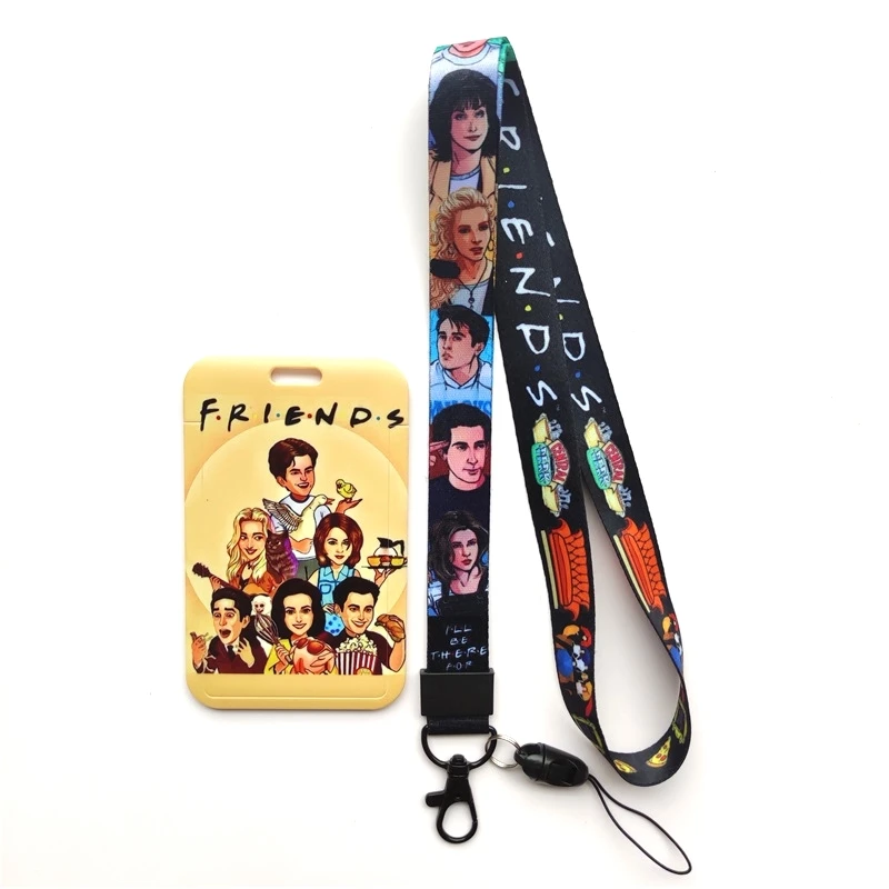 Friends ID Card Holder Lanyard Men's Door Badge Holders Neck Strap Key Chain Business Card Protector Key Rings