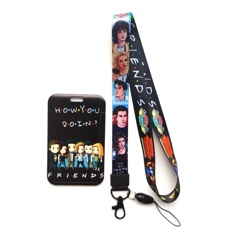 Friends ID Card Holder Lanyard Men's Door Badge Holders Neck Strap Key Chain Business Card Protector Key Rings