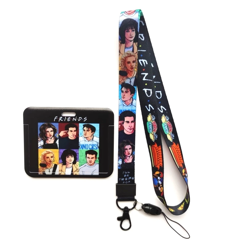 Friends ID Card Holder Lanyard Men's Door Badge Holders Neck Strap Key Chain Business Card Protector Key Rings