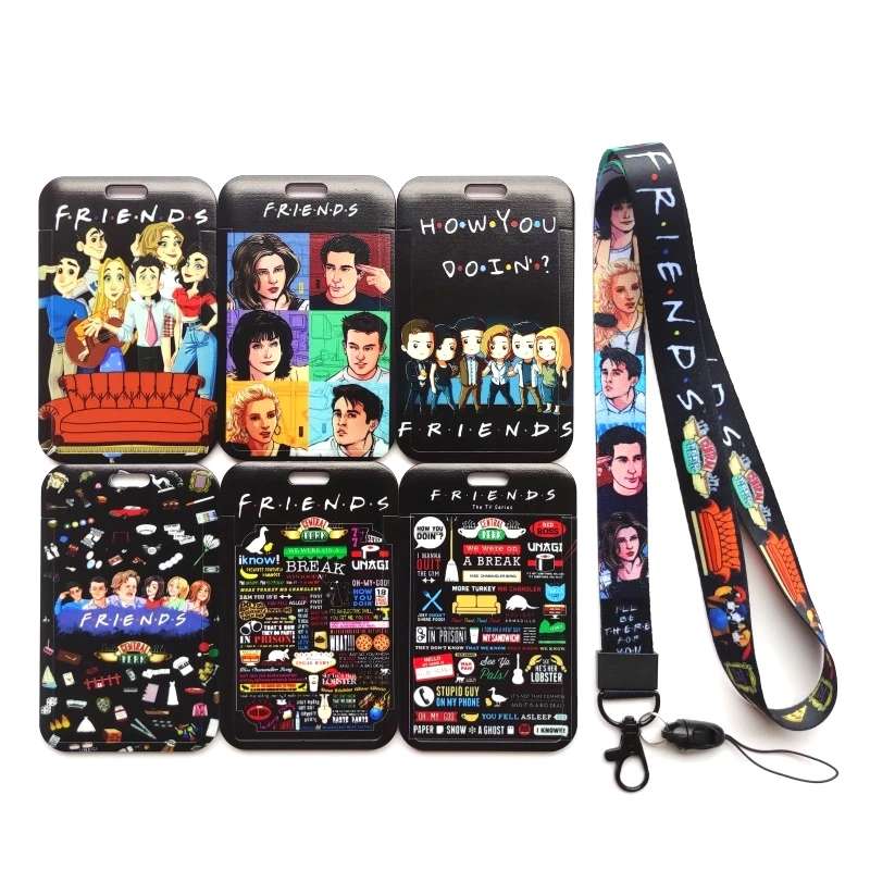 Friends ID Card Holder Lanyard Men's Door Badge Holders Neck Strap Key Chain Business Card Protector Key Rings