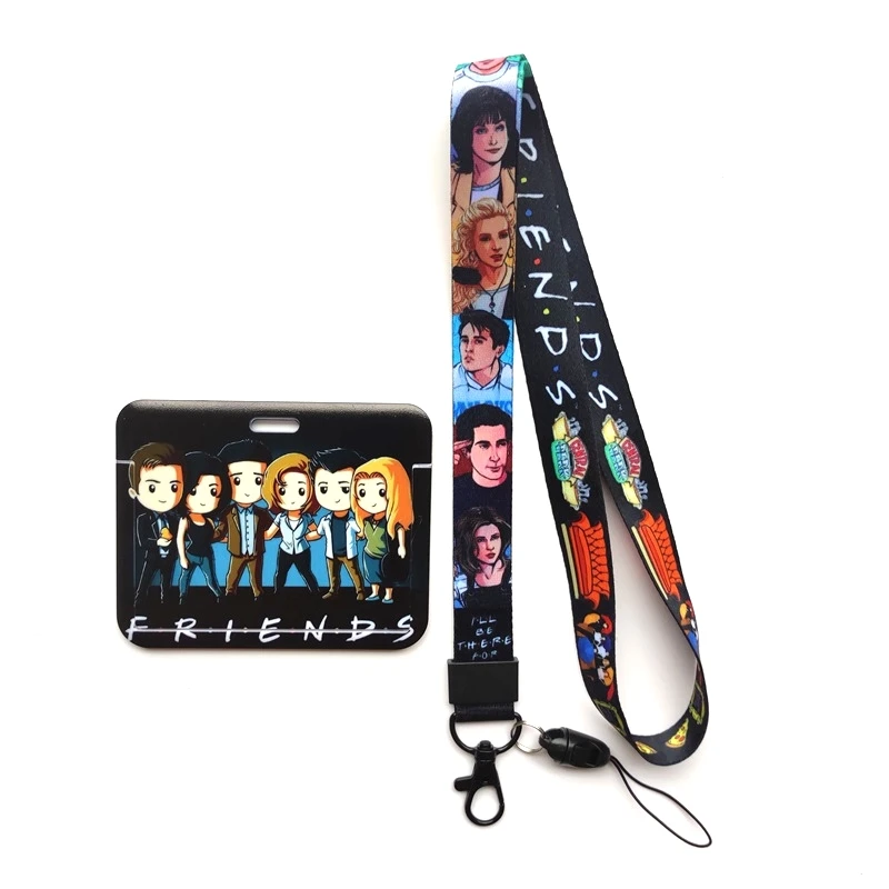 Friends ID Card Holder Lanyard Men's Door Badge Holders Neck Strap Key Chain Business Card Protector Key Rings