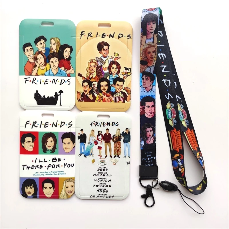 Friends ID Card Holder Lanyard Men's Door Badge Holders Neck Strap Key Chain Business Card Protector Key Rings