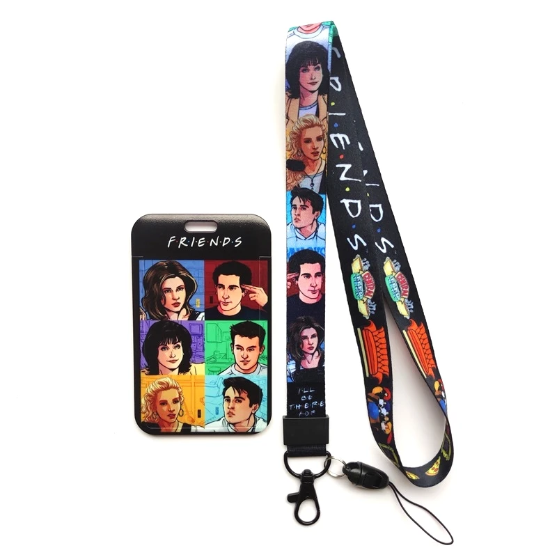 Friends ID Card Holder Lanyard Men's Door Badge Holders Neck Strap Key Chain Business Card Protector Key Rings