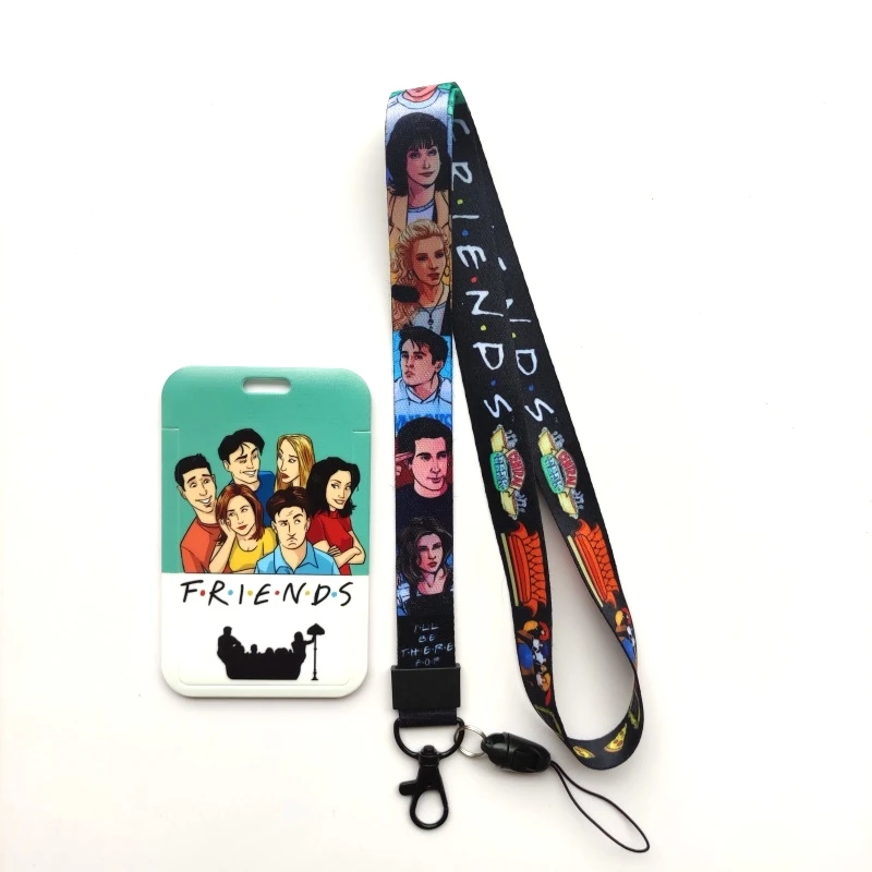 Friends ID Card Holder Lanyard Men's Door Badge Holders Neck Strap Key Chain Business Card Protector Key Rings