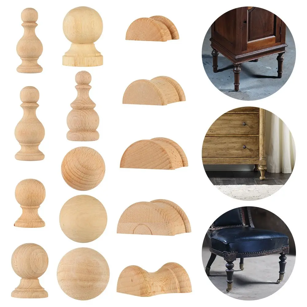 Rubber Wood Furniture Foot Legs Wood Carved European Cabinet Foot Vintage Home Decor Flower Ornament Furniture Decoration