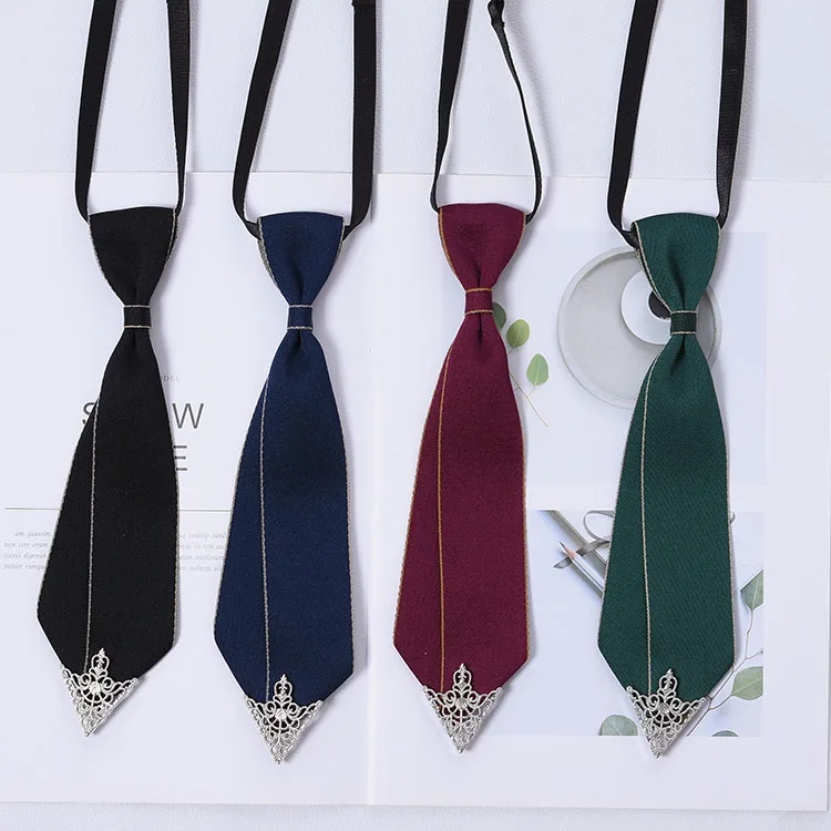Hand-made Black Ribbon Bow Tie for Women Fashion Crystal Shirt Blouse Bowknot School Student Shirt Business Clothing Accessories