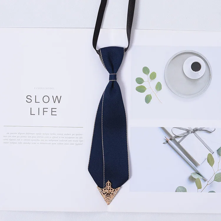 Hand-made Black Ribbon Bow Tie for Women Fashion Crystal Shirt Blouse Bowknot School Student Shirt Business Clothing Accessories