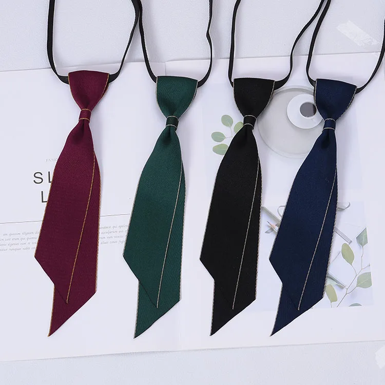 Hand-made Black Ribbon Bow Tie for Women Fashion Crystal Shirt Blouse Bowknot School Student Shirt Business Clothing Accessories