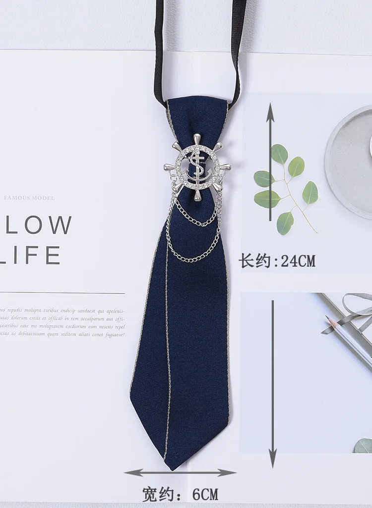 Hand-made Black Ribbon Bow Tie for Women Fashion Crystal Shirt Blouse Bowknot School Student Shirt Business Clothing Accessories