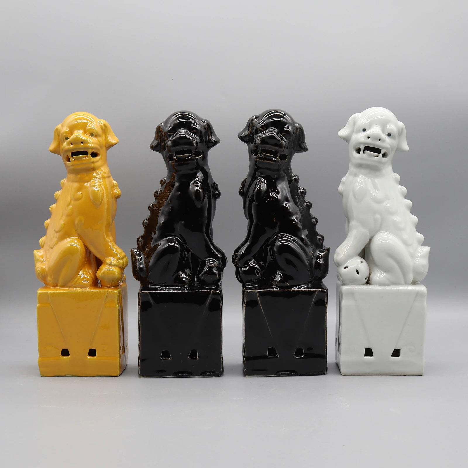 Pair of Foo Dogs, Fu Dogs, Buddha Dogs, Chinese Guardian Lions, Ceramic Sculpture, Home Decoration
