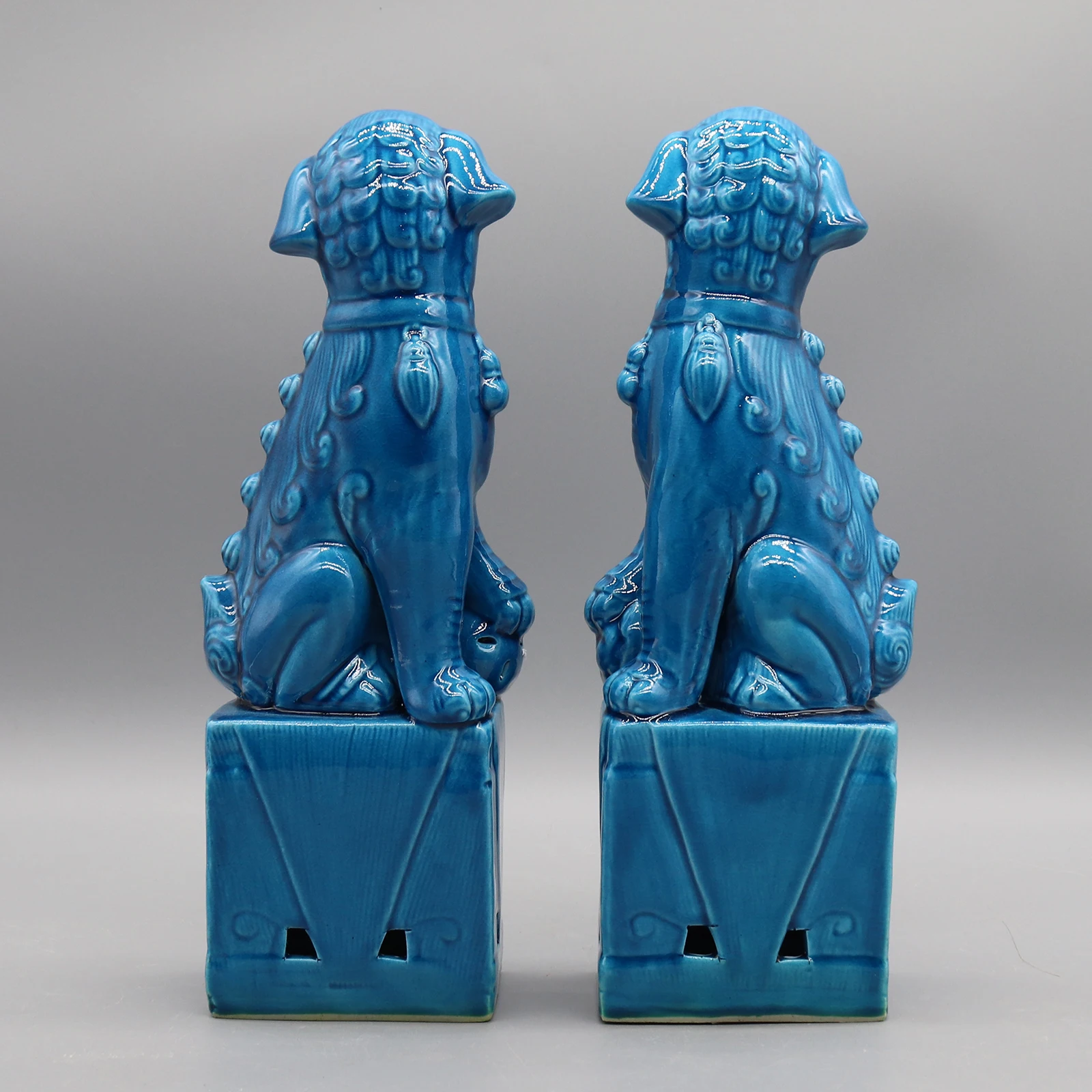 Pair of Foo Dogs, Fu Dogs, Buddha Dogs, Chinese Guardian Lions, Ceramic Sculpture, Home Decoration