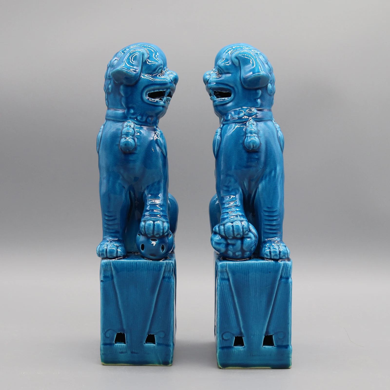 Pair of Foo Dogs, Fu Dogs, Buddha Dogs, Chinese Guardian Lions, Ceramic Sculpture, Home Decoration