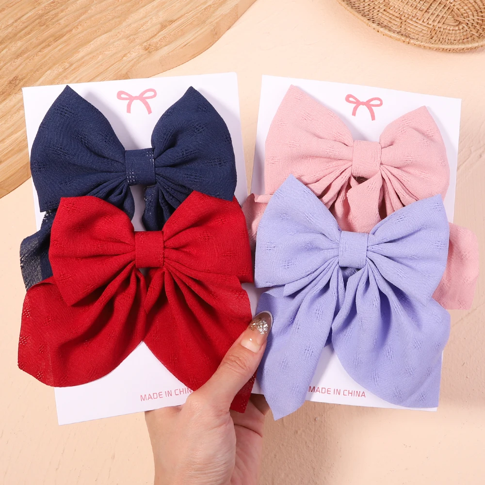 2Pcs/set Women Girls Sweet Print Bows Hair Clips Hairpins Ribbon Barrettes Duckbill Clip Headwear Female Summer Hair Accessories