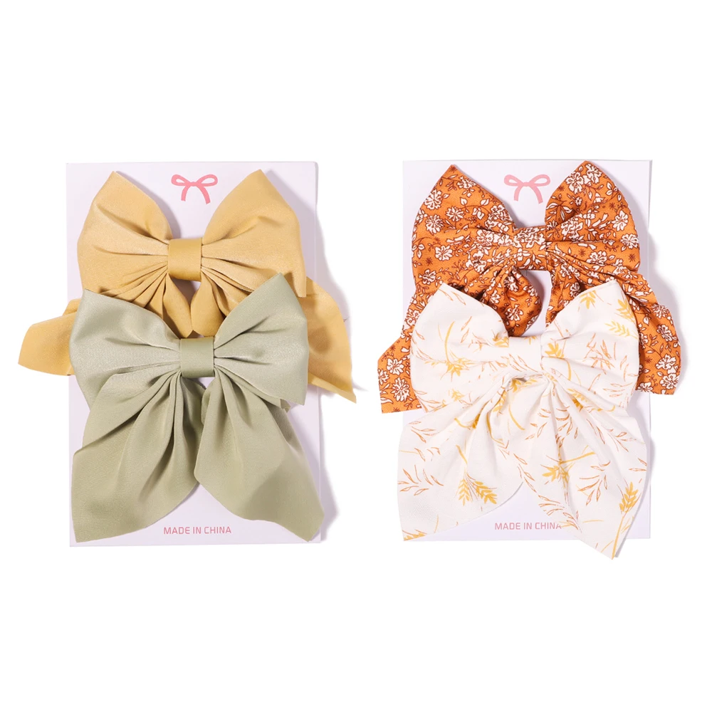 2Pcs/set Women Girls Sweet Print Bows Hair Clips Hairpins Ribbon Barrettes Duckbill Clip Headwear Female Summer Hair Accessories