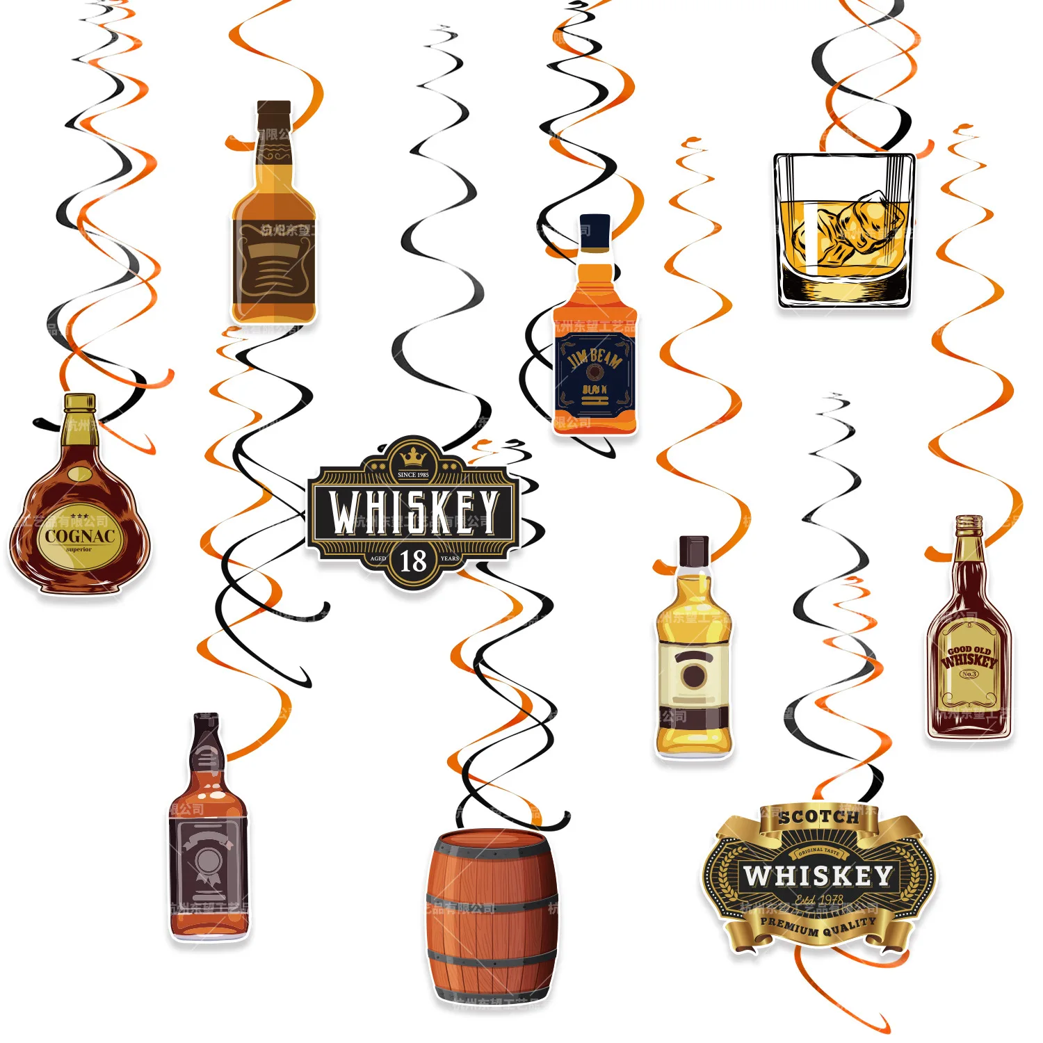 Whiskey Birthday Party Decorations Whiskey Bottle Foil Balloon Banner Cake Toppers Men Women 30th 40th 50th Birthday Party Decor
