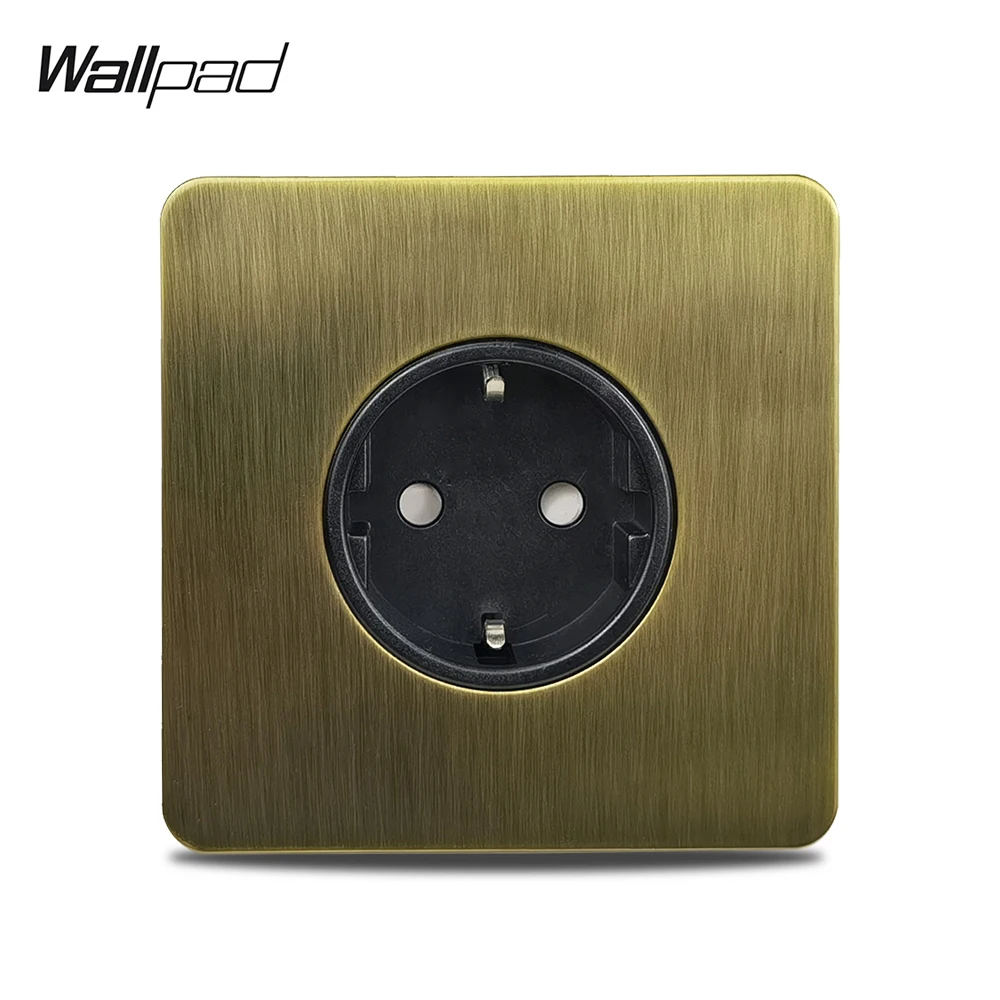 Wallpad EU Wall Socket Antique Brass Electrical Outlet Stainless Steel Panel German Schuko 4 Colors