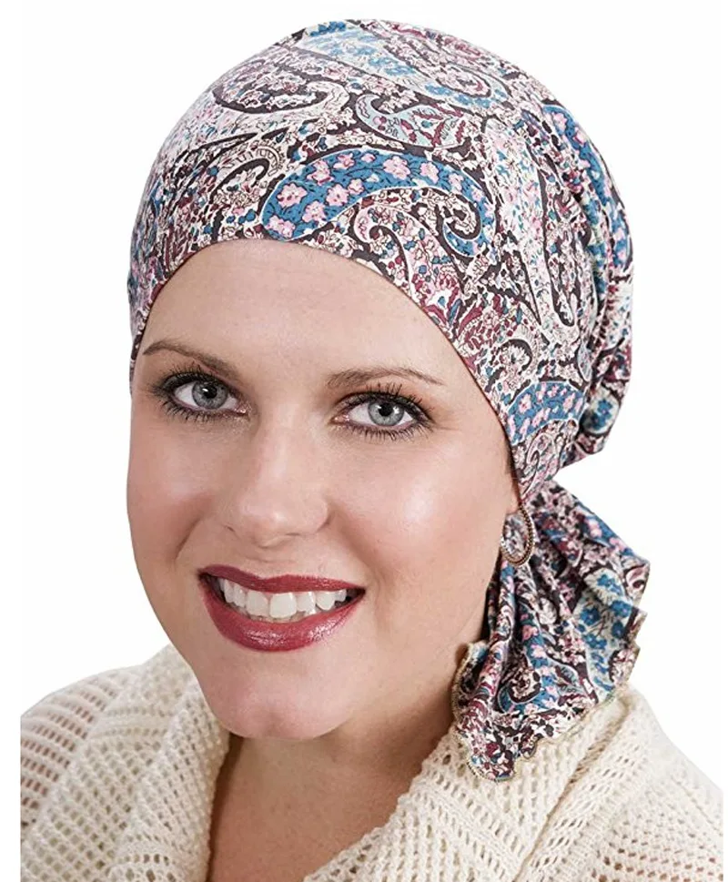 New high quality Women Stretchy Turban Cotton Beanie Pre Tied Scarf Head Scarf Chemo Hat Cancer Scarves Lady Hair accessories