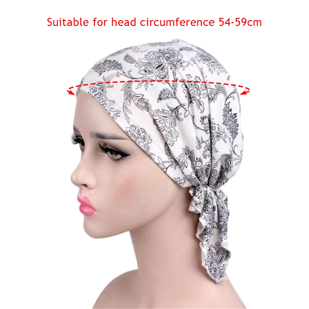 New high quality Women Stretchy Turban Cotton Beanie Pre Tied Scarf Head Scarf Chemo Hat Cancer Scarves Lady Hair accessories