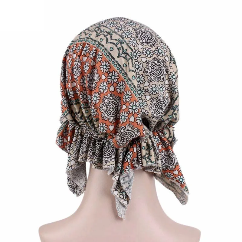 New high quality Women Stretchy Turban Cotton Beanie Pre Tied Scarf Head Scarf Chemo Hat Cancer Scarves Lady Hair accessories