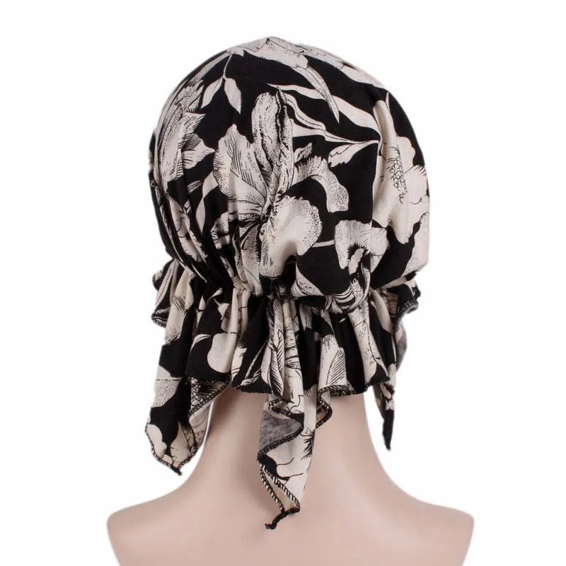 New high quality Women Stretchy Turban Cotton Beanie Pre Tied Scarf Head Scarf Chemo Hat Cancer Scarves Lady Hair accessories