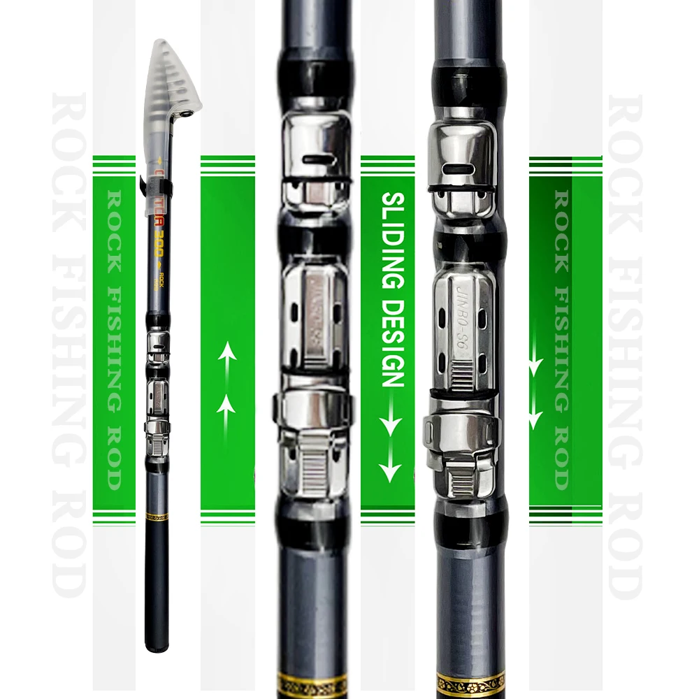 Fishing Rod Ultra-light 1.5-3.0m Rock Telescopic Carbon Fiber Portable Mini Spinning Rod