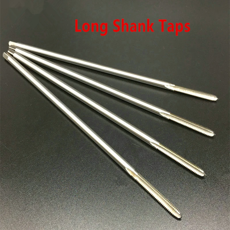 Jrealmer Machine Thread Tap HSS Taps 90/100/150/200 Long Shank Metric Plug Tap For Metalworking Tools Straight Flute Screw Tap
