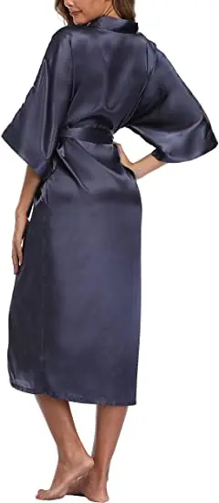 Sexy women extra long bathrobe Silky Satin robe Charming Women's Lengthened Casual Bathrobe Long Sleeved Robe Homewear