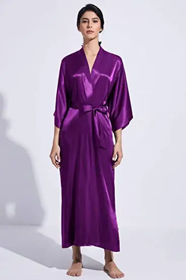Sexy women extra long bathrobe Silky Satin robe Charming Women's Lengthened Casual Bathrobe Long Sleeved Robe Homewear