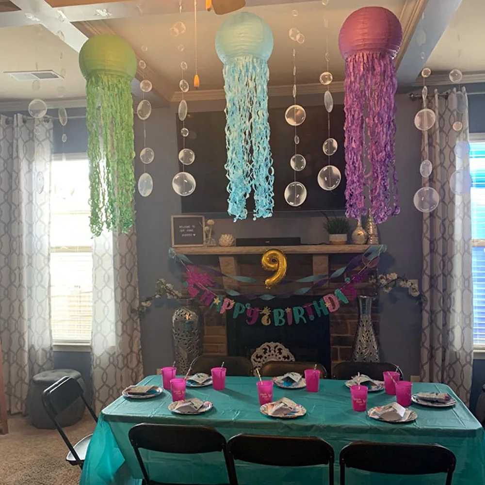 1pc String 2m Under the Sea White Bubble Garlands Hanging Banner Little Mermaid Birthday Party Photo Props Baby Shower Decors