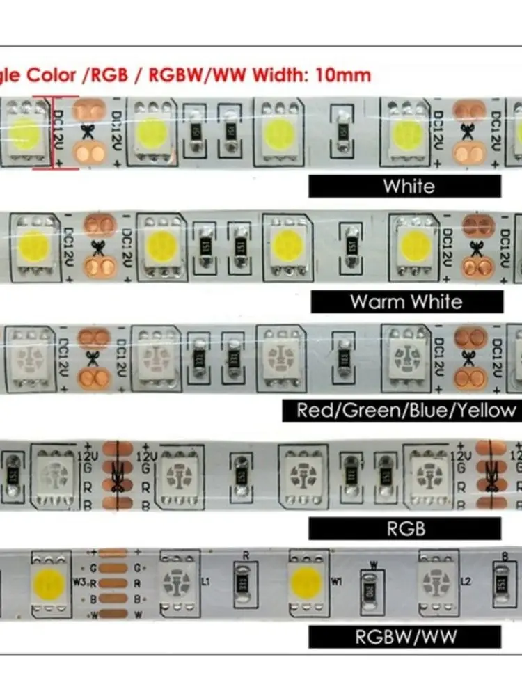 LED Strip 5050 DC 12V 24V RGB Warm White 5 Meter Waterproof Flexible Light Stripe 60LED/MLed Tape Luces Lamp Ribbon Tv Backlight