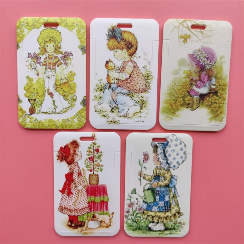 Fashion Cartoon Girls Name Card Holder Men Boys Lanyard ID Card Cover Pass Mobile Phone Card Badge Holder